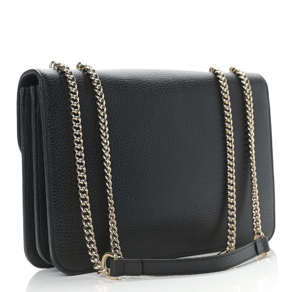 Gucci Dollar Calfskin Interlocking G Shoulder Bag Medium, Black EUC - Picture 4 of 5